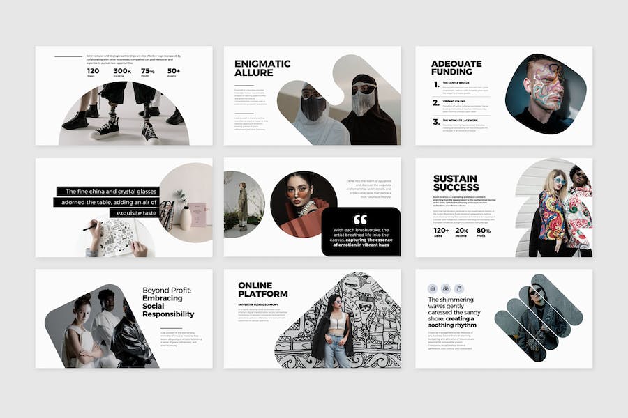 艺术潮流服装展示设计PPT模板 - 顶尖PPT