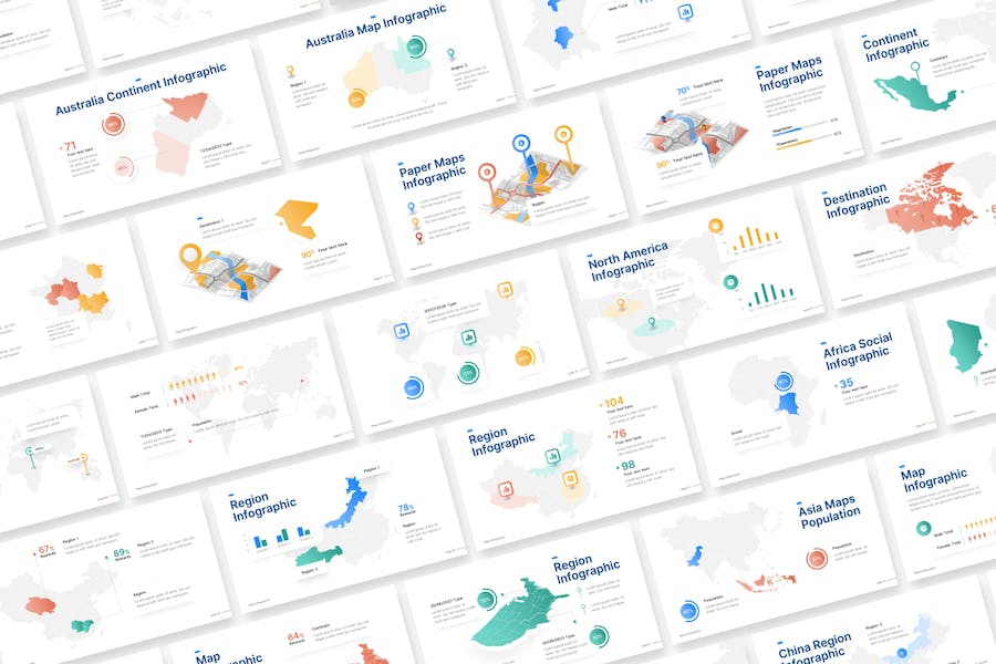 地图信息图表展示地域规划PPT模板 - 顶尖PPT