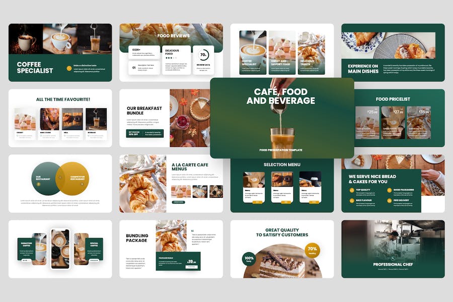 咖啡馆活动餐饮美食介绍展示国外PPT模板 - 顶尖PPT