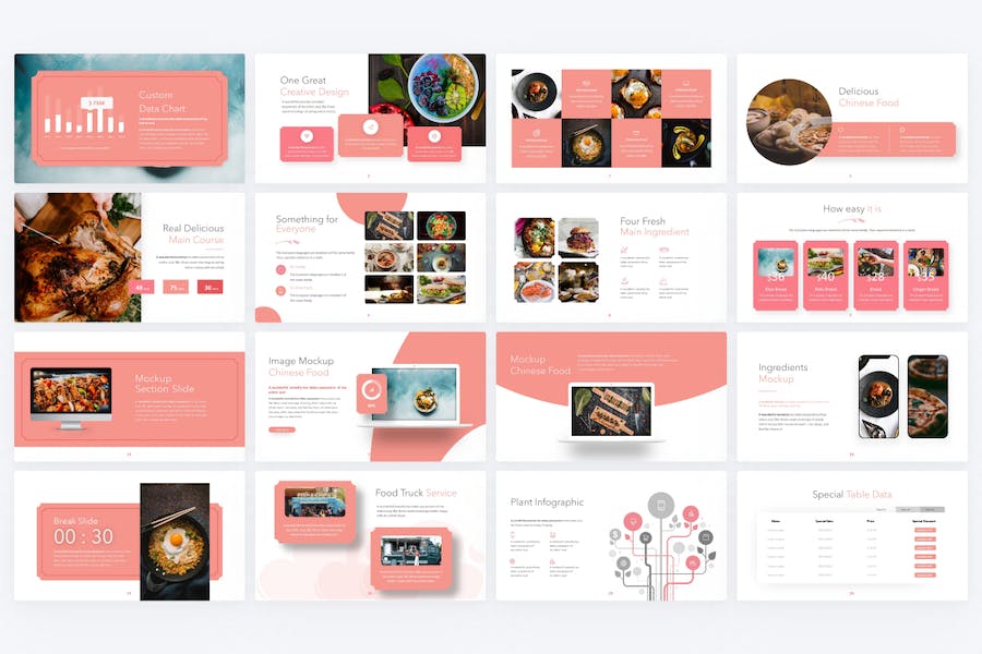 粉色极简主义食品美食PPT模板 - 顶尖PPT