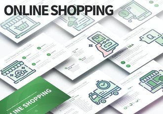 在线购物创意图形插画PPT模板 - 顶尖PPT