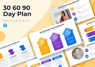 30-60-90天计划执行方案信息图形Keynote模板 - 顶尖PPT