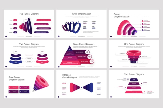 彩色漏斗信息图形keynote模板 - 顶尖PPT