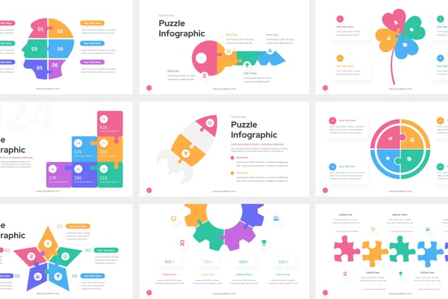 积木拼合信息图形keynote模板 - 顶尖PPT