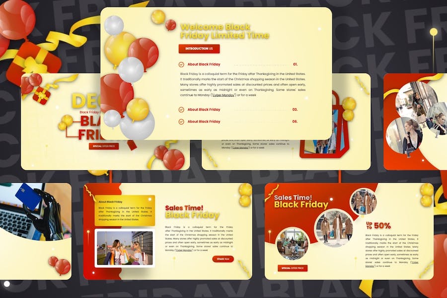 黑五促销购物节营销活动方案PPT模板 - 顶尖PPT