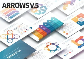 彩色箭头指向PPT图形模板 - 顶尖PPT