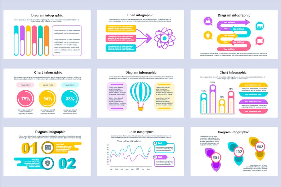 彩色商务信息图表PPT模板 - 顶尖PPT