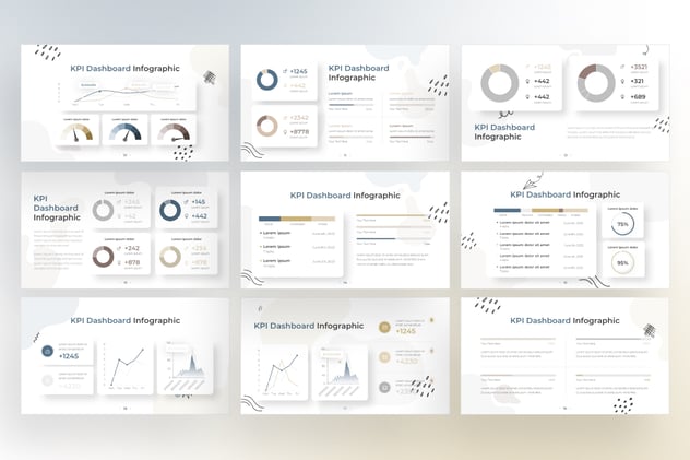KPI仪表板信息图形涂鸦风格keynote模板 - 顶尖PPT