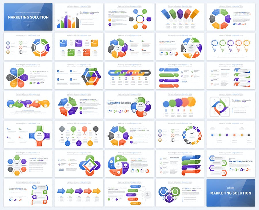 国外创意彩色圆形聚合数据图形keynote模板 - 顶尖PPT