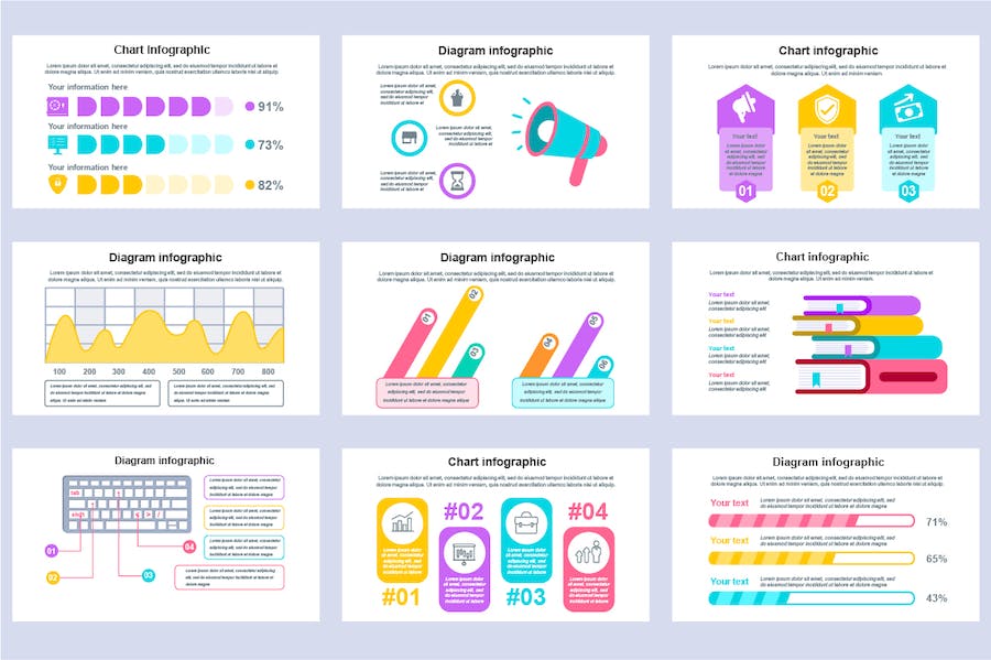 彩色商务信息图表PPT模板 - 顶尖PPT