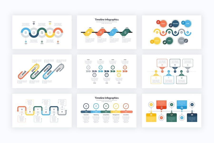业务时间轴项目进度信息图PPT模板 - 顶尖PPT