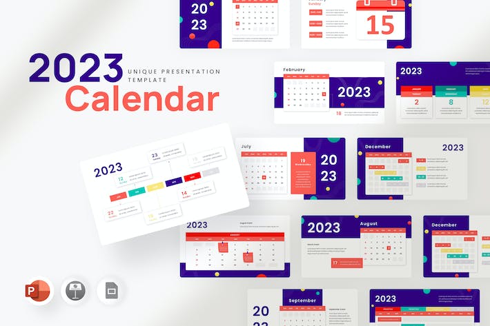 2023年日历信息图表统计PPT模板 - 顶尖PPT