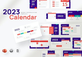 2023年日历信息图表统计PPT模板 - 顶尖PPT