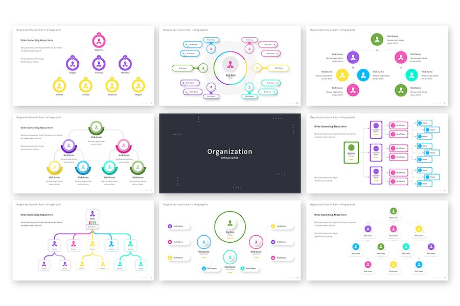 彩色组织信息图表Keynote主题模板 - 顶尖PPT