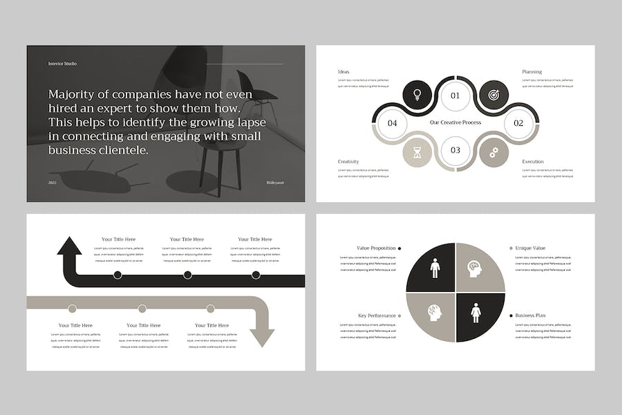 极简主义黑白风格商务PPT模板 - 顶尖PPT