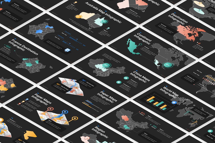 地图信息图表展示地域规划PPT模板 - 顶尖PPT