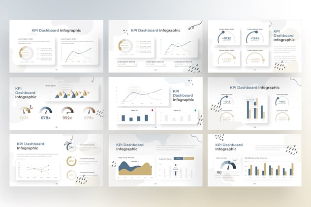 KPI仪表板信息图形涂鸦风格keynote模板 - 顶尖PPT