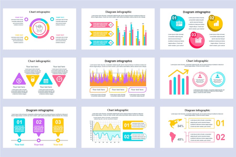 彩色商务信息图表PPT模板 - 顶尖PPT