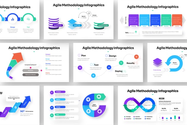 敏捷方法论信息图表keynote模板 - 顶尖PPT