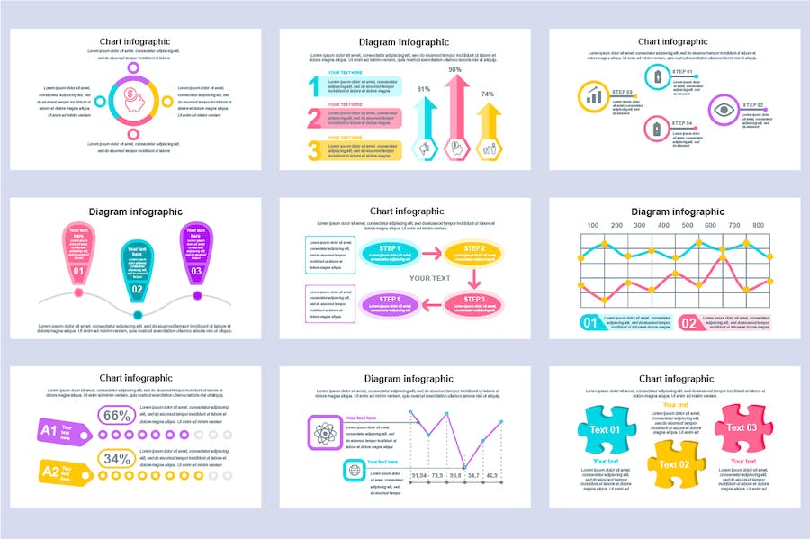彩色商务信息图表PPT模板 - 顶尖PPT