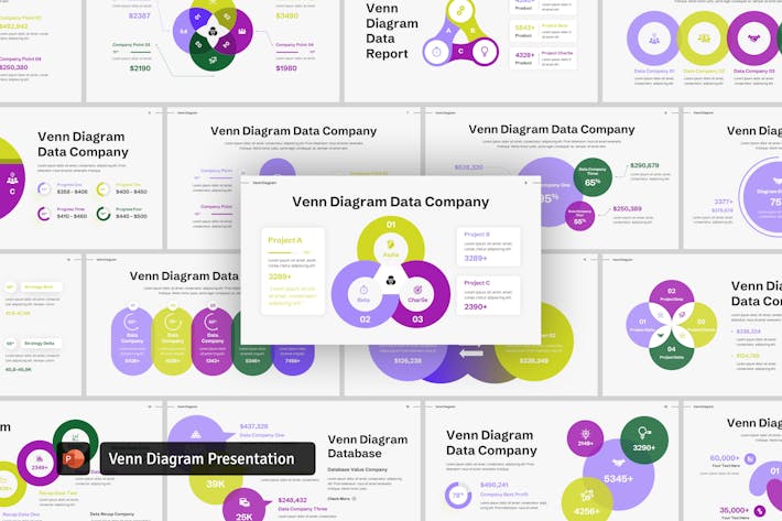 圆形数据分析对比图形图表PPT模板 - 顶尖PPT