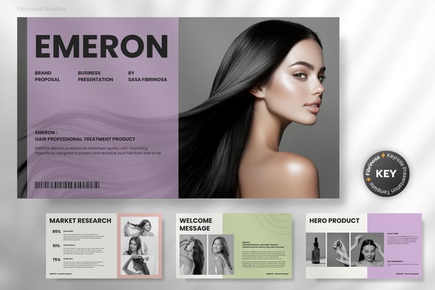 专业头发护理服务宣传展示Keynote模板 - 顶尖PPT