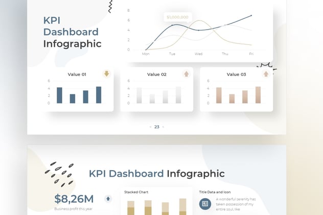 KPI仪表板信息图形涂鸦风格keynote模板 - 顶尖PPT