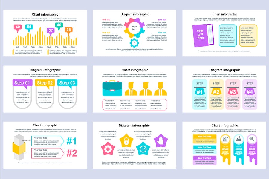 彩色商务信息图表PPT模板 - 顶尖PPT