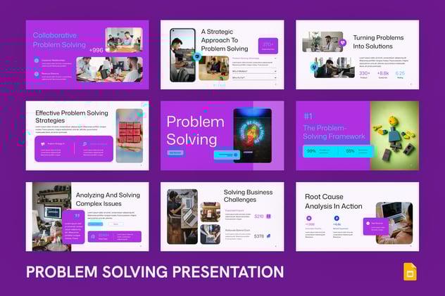 紫色问题解决方案策略分析PPT模板 - 顶尖PPT