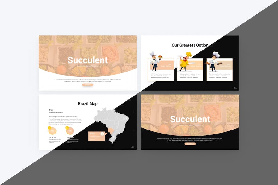 餐饮美食推荐展示PPT模板 - 顶尖PPT