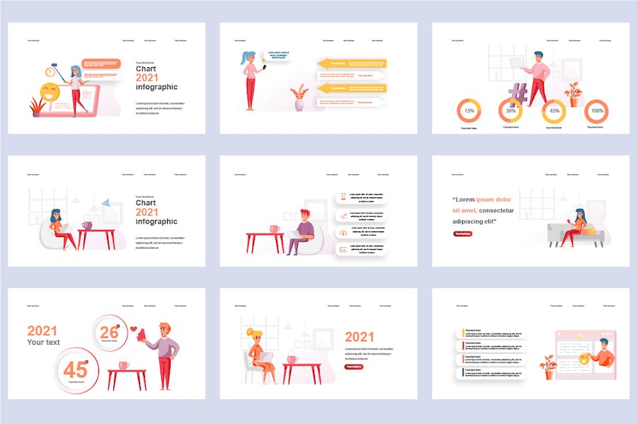 社交媒体数据分析商业人物插画场景图形PPT模板 - 顶尖PPT