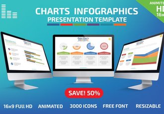 221页彩色数据图形合集PPT模板 附赠1000个图标素材 - 顶尖PPT