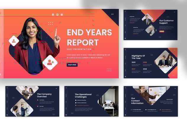 年终报告PowerPoint模板 - 顶尖PPT