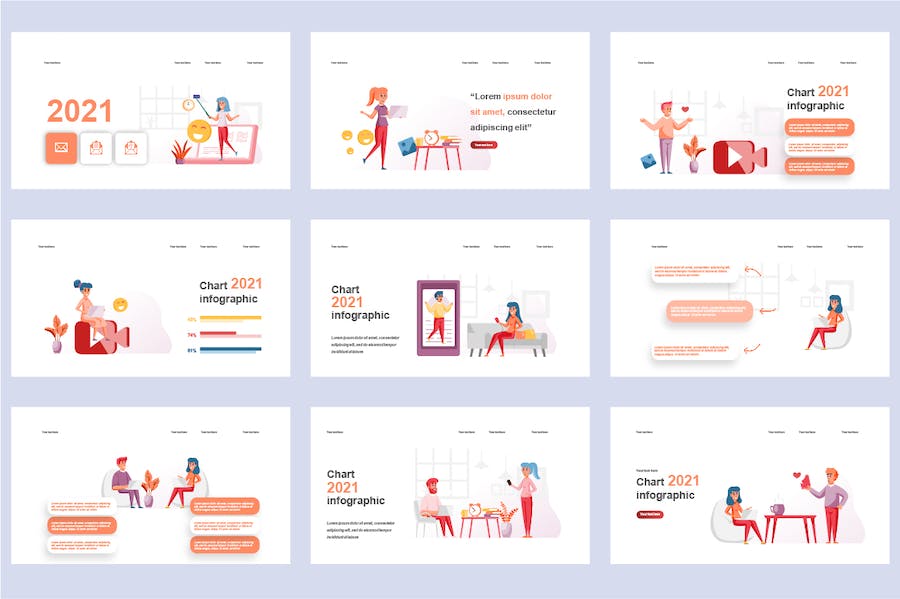 社交媒体数据分析商业人物插画场景图形PPT模板 - 顶尖PPT