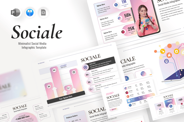 社交媒体宣传信息图形演示Keynote模板 - 顶尖PPT