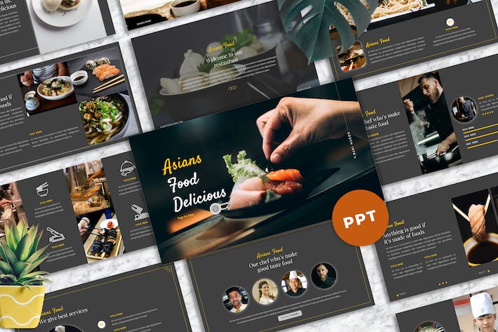 亚洲美食食品饮料推介宣传PPT模板 - 顶尖PPT