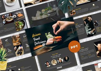 亚洲美食食品饮料推介宣传PPT模板 - 顶尖PPT