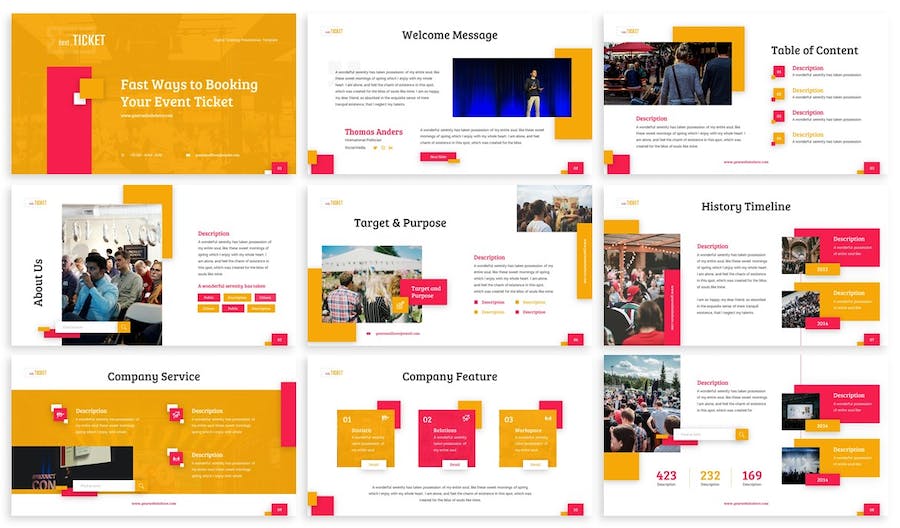 创意票务项目展示活动推介Keynote模板 - 顶尖PPT