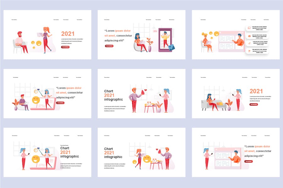 社交媒体数据分析商业人物插画场景图形PPT模板 - 顶尖PPT