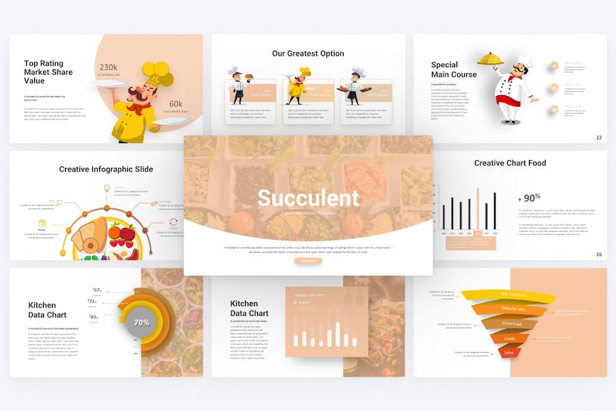 餐饮美食推荐展示PPT模板 - 顶尖PPT