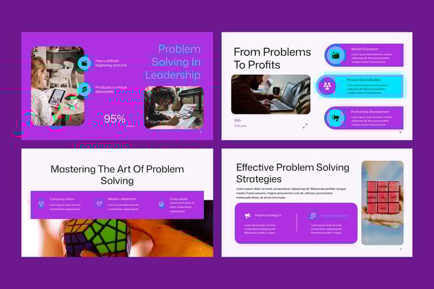 紫色问题解决方案策略分析PPT模板 - 顶尖PPT