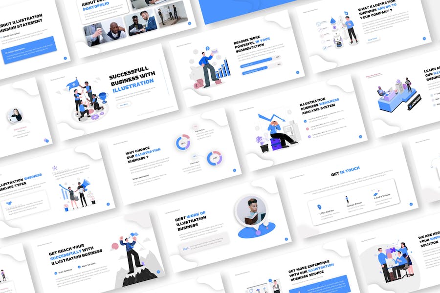 欧美商业插画可视化设计高级PPT模板 - 顶尖PPT