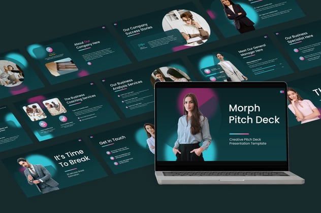 毛玻璃背景商务风格PPT模板 - 顶尖PPT