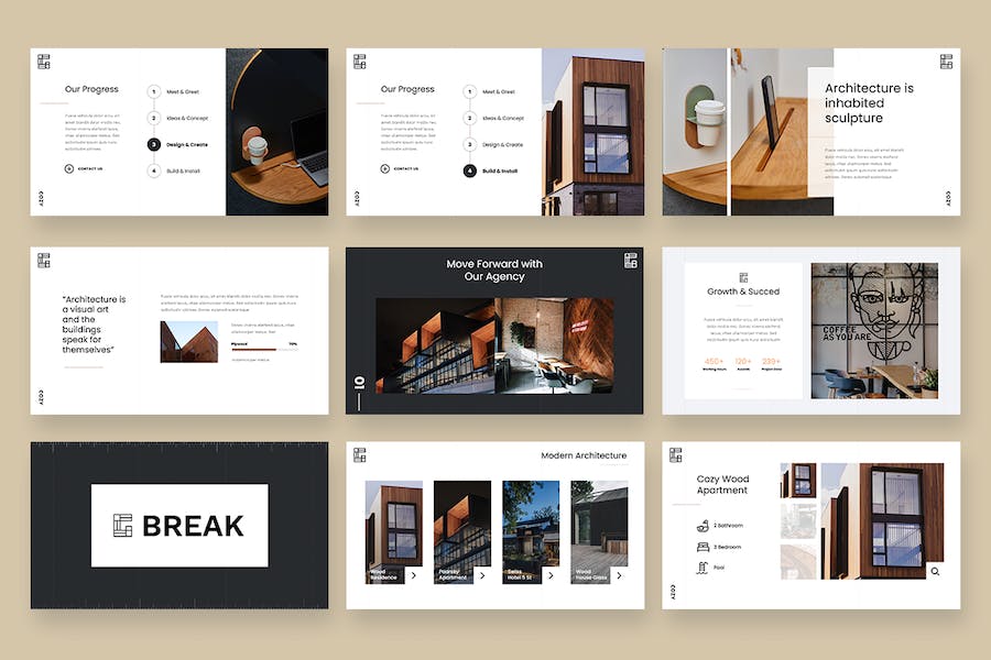 高端室内装修设计PPT模板 - 顶尖PPT