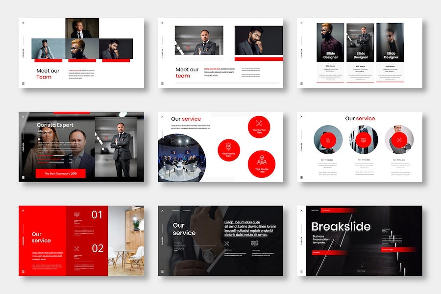 红色主题商务企业品牌宣传推广Keynote模板 - 顶尖PPT