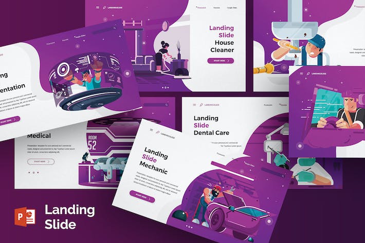 网站落地页界面设计展示PPT模板 - 顶尖PPT