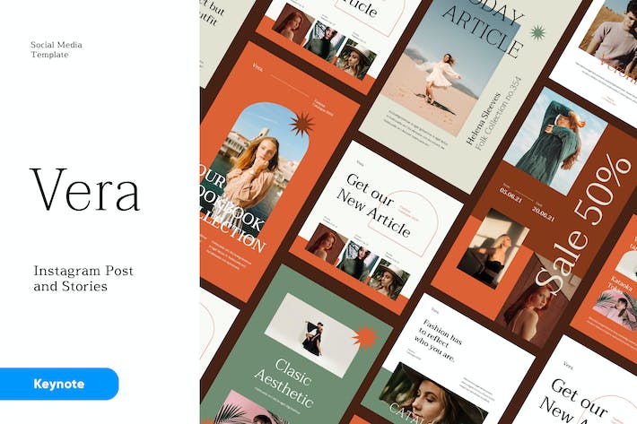 高级Instagram社交媒体故事Keynote模板 - 顶尖PPT