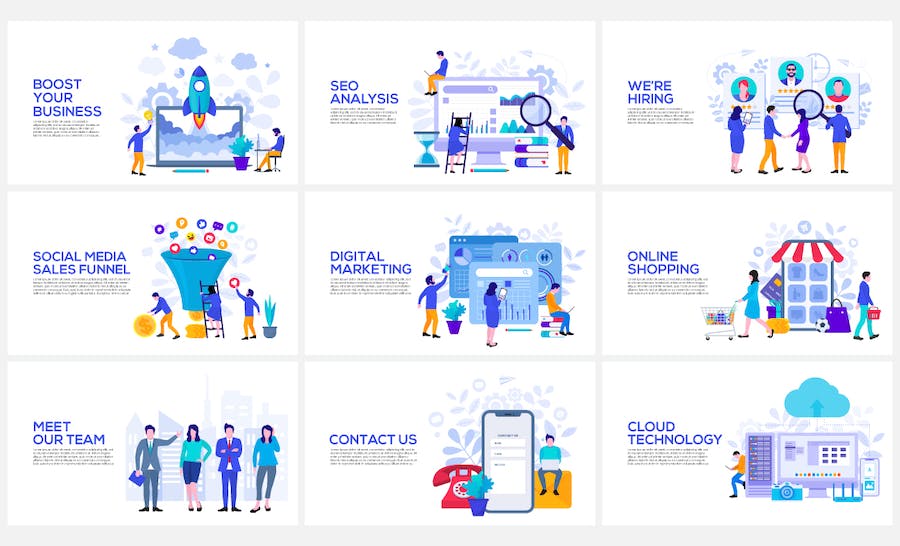 动态矢量插画主题Keynote模板 - 顶尖PPT