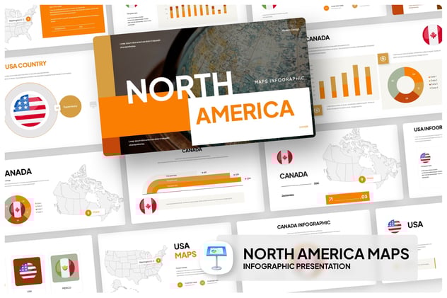 北美信息图形keynote模板 - 顶尖PPT