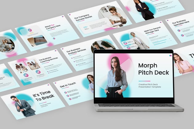 毛玻璃背景商务风格PPT模板 - 顶尖PPT